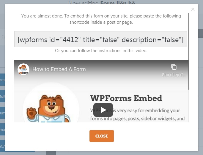 Form liên hệ với WPForms